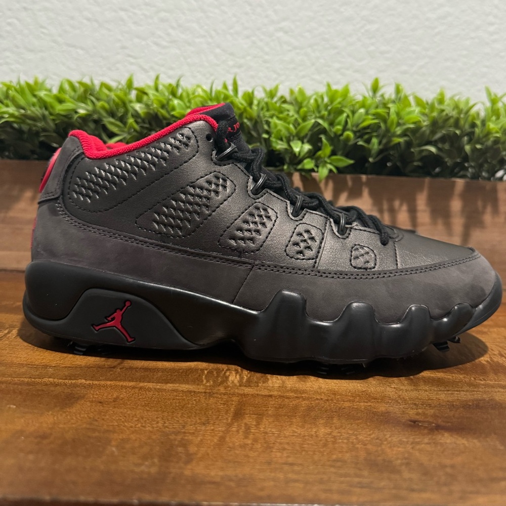 Nike Air Jordan 9 Retro Low Golf Charcoal Black True Red FJ5934-002 Men Size 7.5